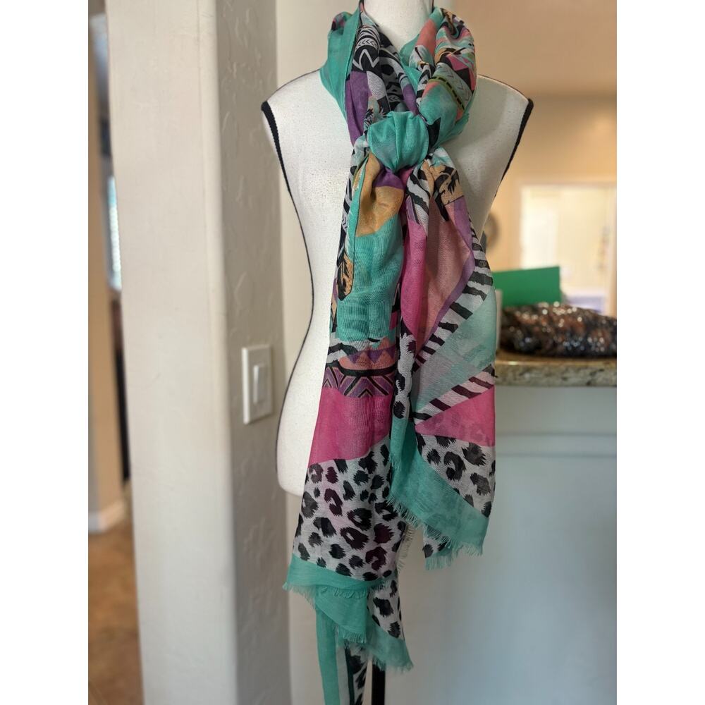 Women's Multi-function Shawl Scarf Rertro Colorful All Seasons - Picture 6 of 6